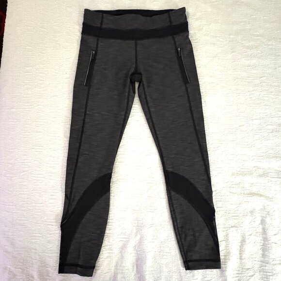 Lululemon Inspire Tight II 25" Heathered Black Luxtreme Mesh Running Leggings 6 - Picture 2 of 12